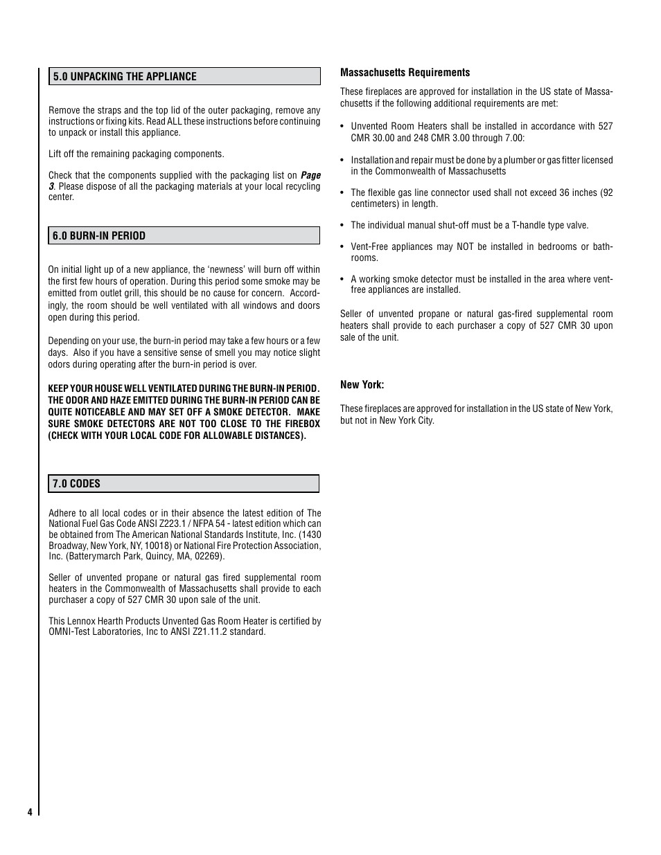 Lennox Hearth 1000 User Manual | Page 4 / 20