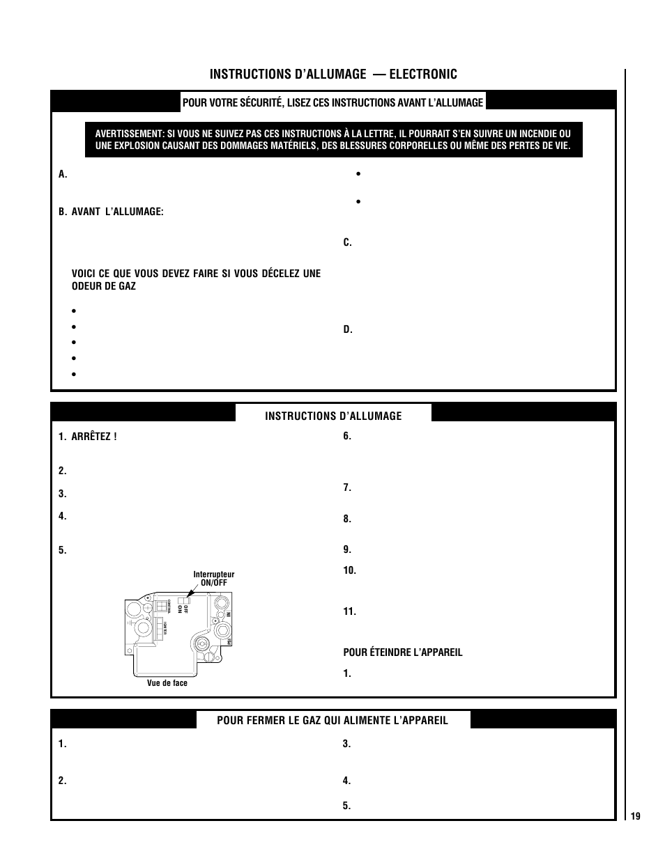 Instructions d’allumage — electronic | Lennox Hearth EBVCLPM User Manual | Page 19 / 24