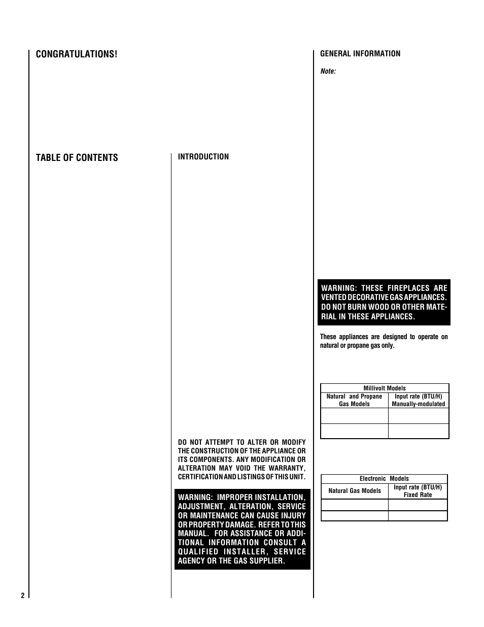 Lennox Hearth EBVCLPM User Manual | Page 2 / 24