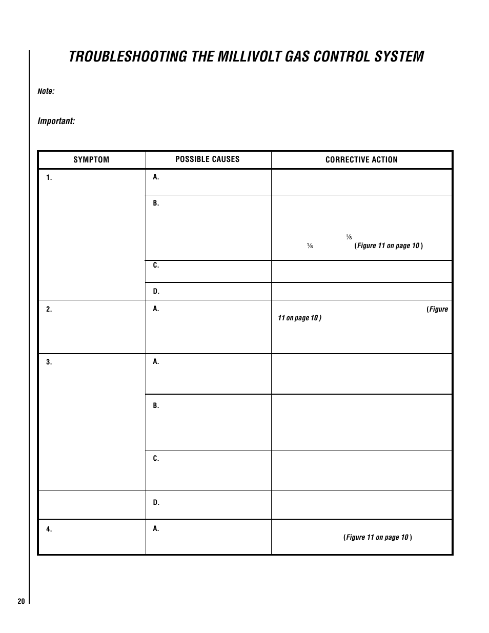 Troubleshooting the millivolt gas control system | Lennox Hearth EBVCLPM User Manual | Page 20 / 24
