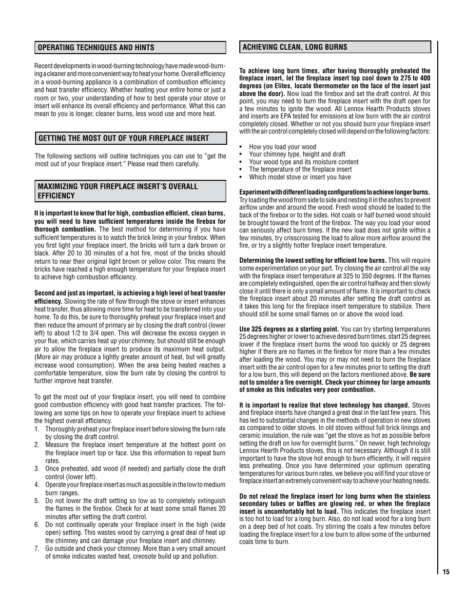 Lennox Hearth C210 User Manual | Page 15 / 24