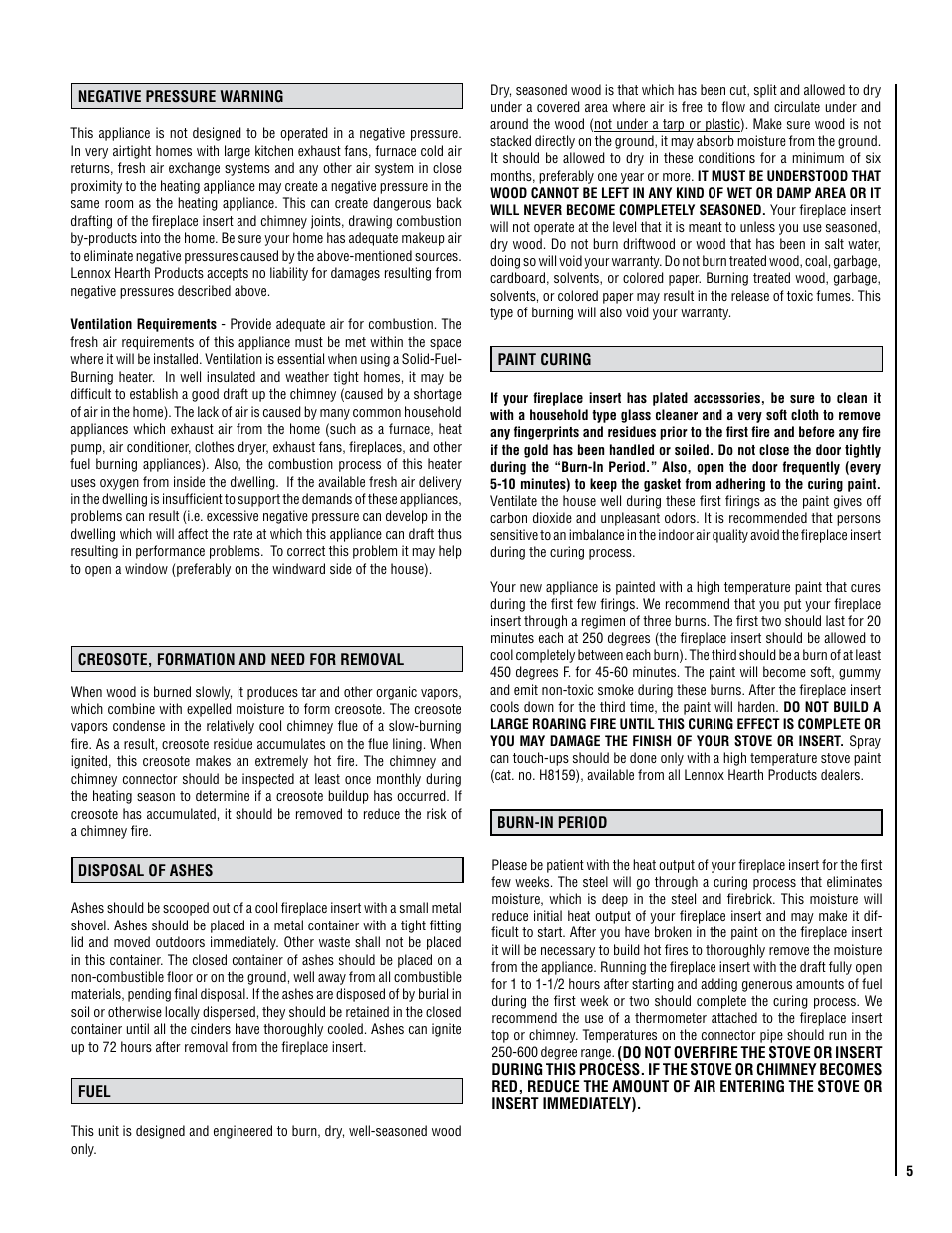 Lennox Hearth C210 User Manual | Page 5 / 24