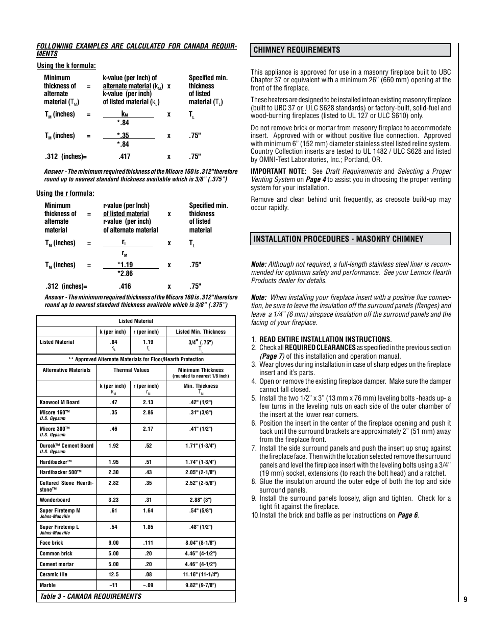 Lennox Hearth C210 User Manual | Page 9 / 24