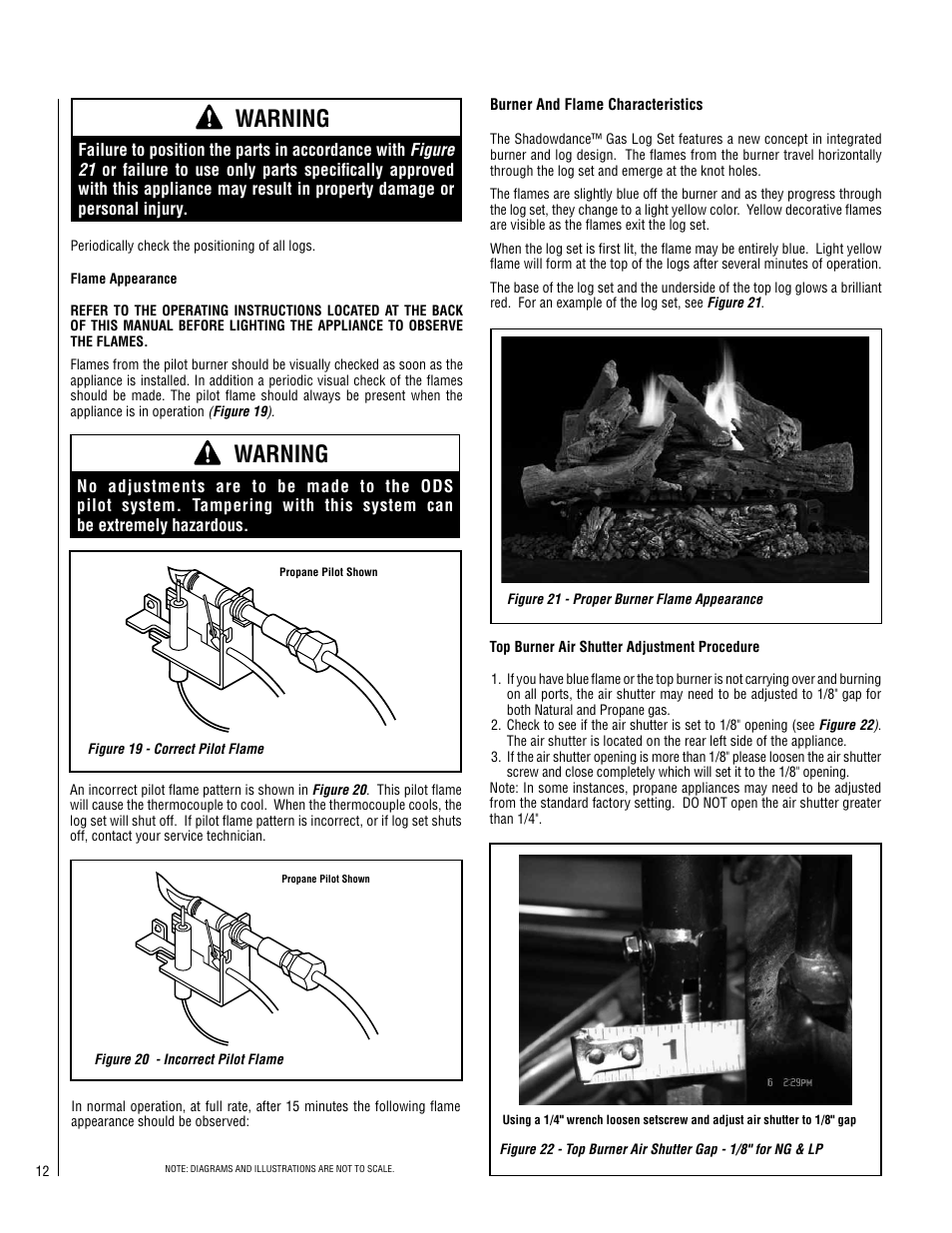 Warning | Lennox Hearth SHADOWDANCE LSVFSD-24 User Manual | Page 12 / 20
