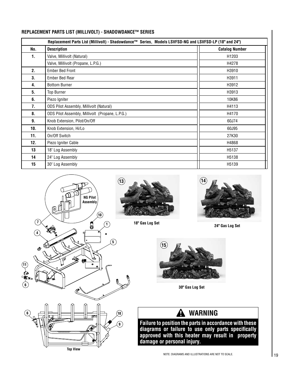 Warning | Lennox Hearth SHADOWDANCE LSVFSD-24 User Manual | Page 19 / 20