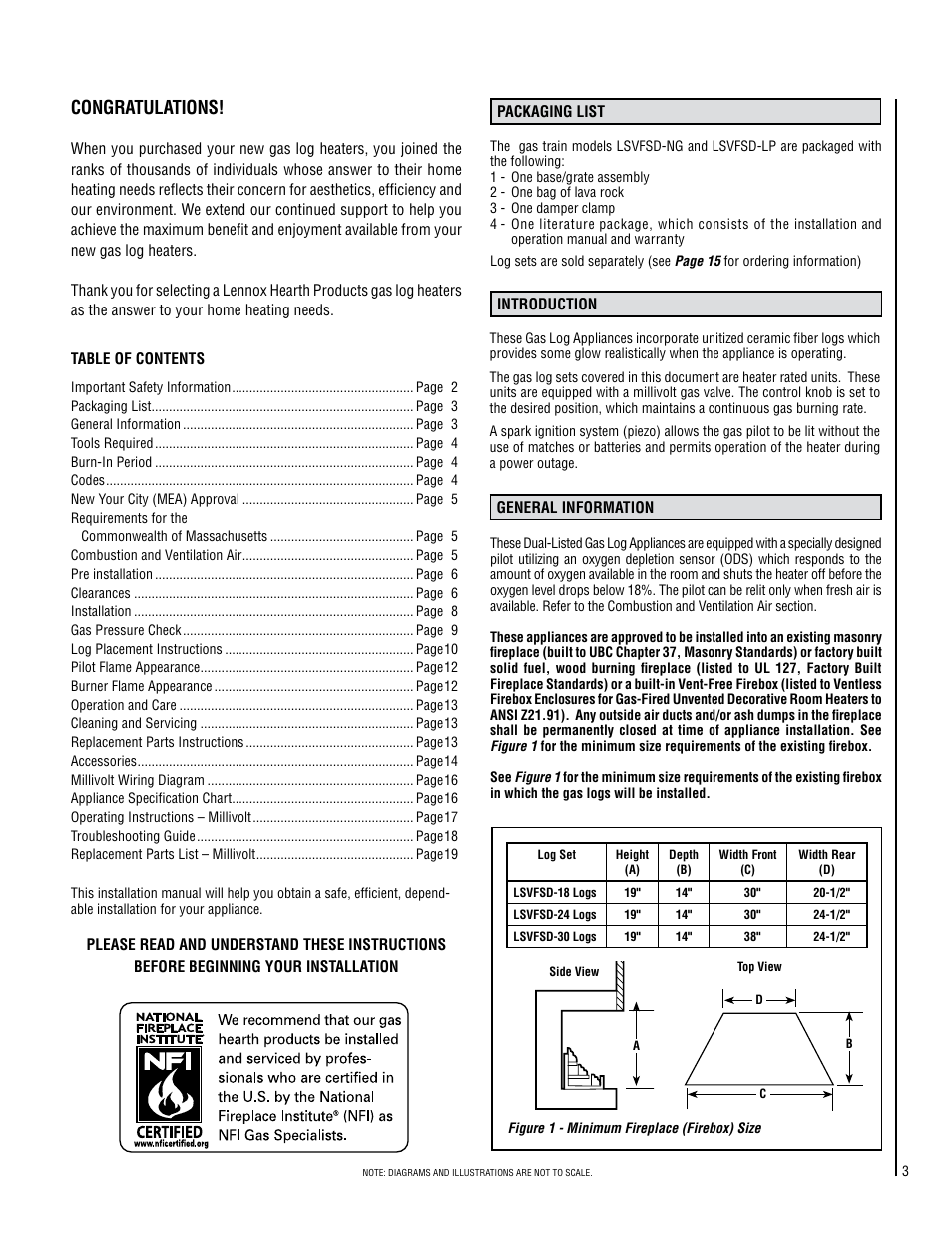 Lennox Hearth SHADOWDANCE LSVFSD-24 User Manual | Page 3 / 20