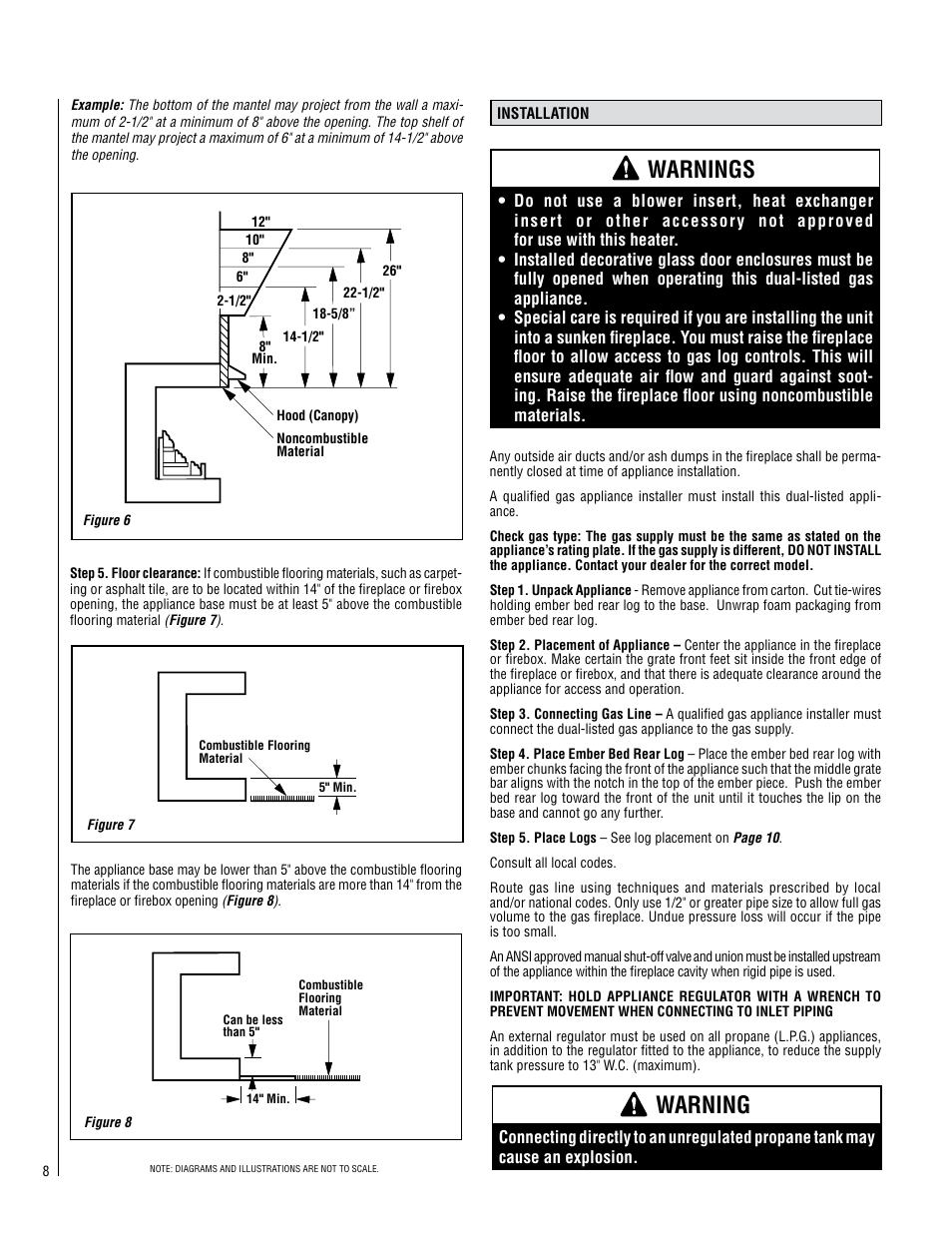 Warnings, Warning | Lennox Hearth SHADOWDANCE LSVFSD-24 User Manual | Page 8 / 20