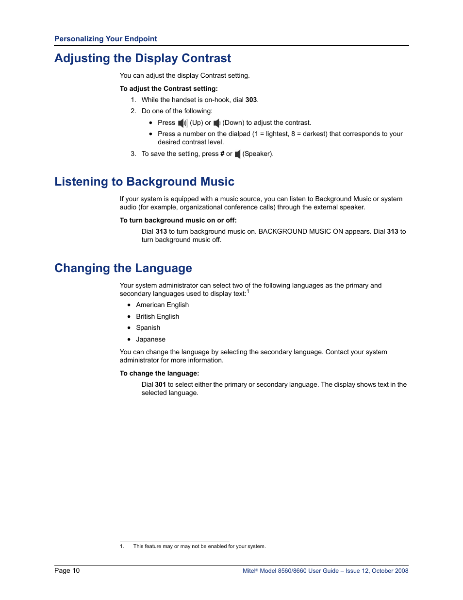 Adjusting the display contrast, Listening to background music, Changing the language | Lennox Hearth 8560 User Manual | Page 24 / 68