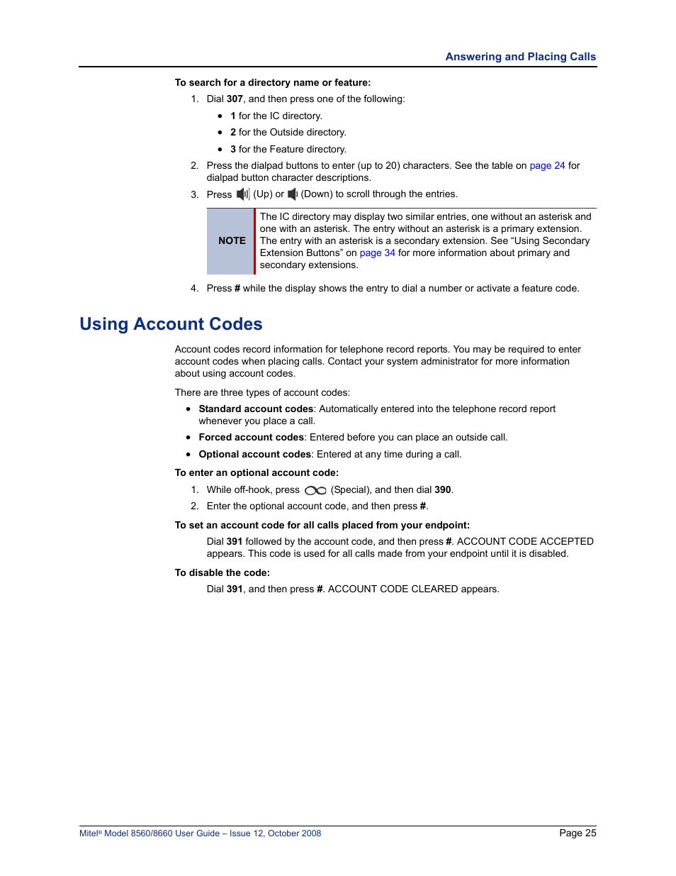 Using account codes, E “using account codes” on | Lennox Hearth 8560 User Manual | Page 39 / 68