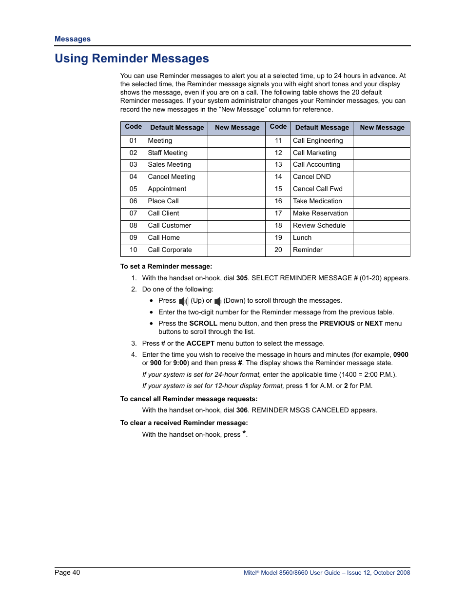 Using reminder messages, E “using reminder messages” on | Lennox Hearth 8560 User Manual | Page 54 / 68