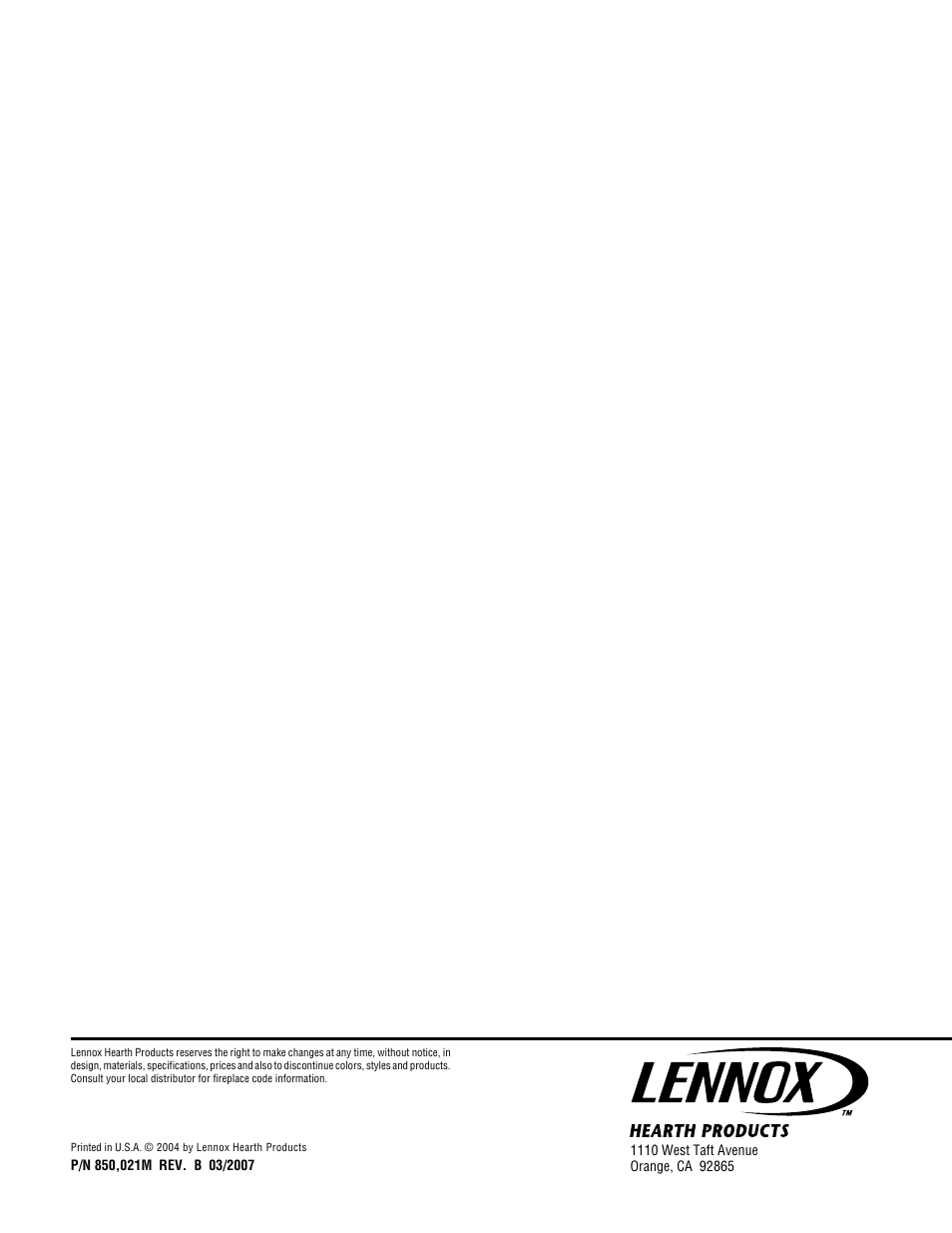 Lennox Hearth SHGL-18MP-R User Manual | Page 20 / 20