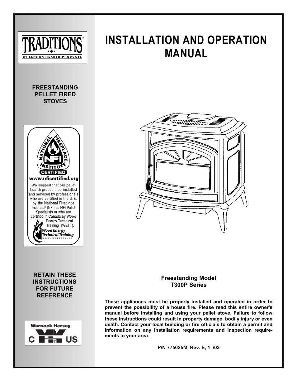 Lennox Hearth T300P User Manual | 40 pages