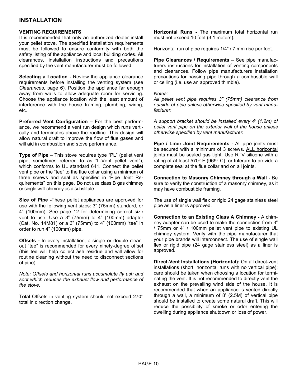 Lennox Hearth T300P User Manual | Page 10 / 40