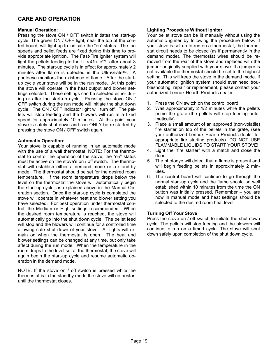 Lennox Hearth T300P User Manual | Page 19 / 40