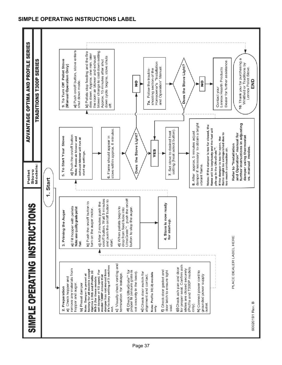 Lennox Hearth T300P User Manual | Page 37 / 40