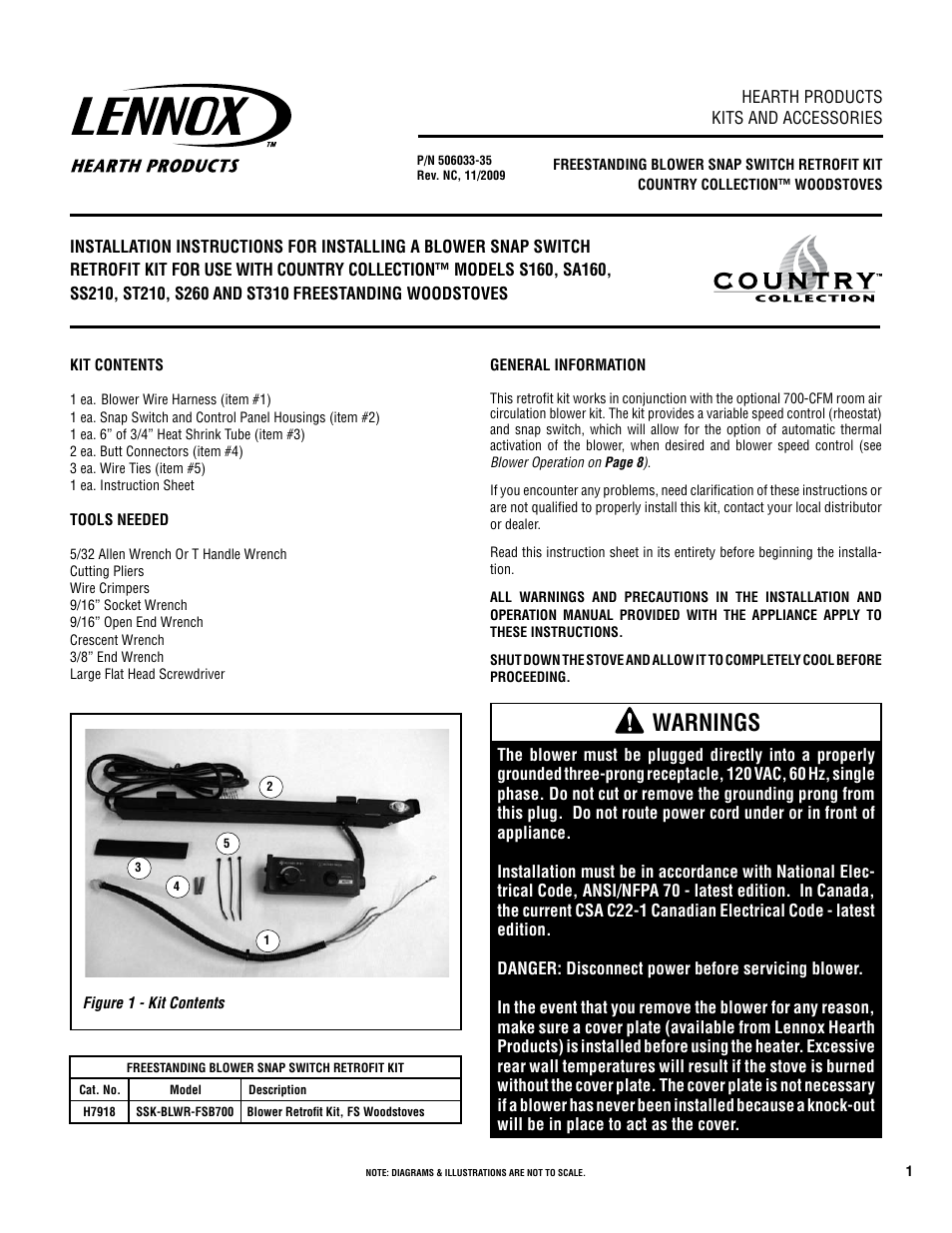 Lennox Hearth COUNTRY COLLECTION 506033-35 User Manual | 8 pages