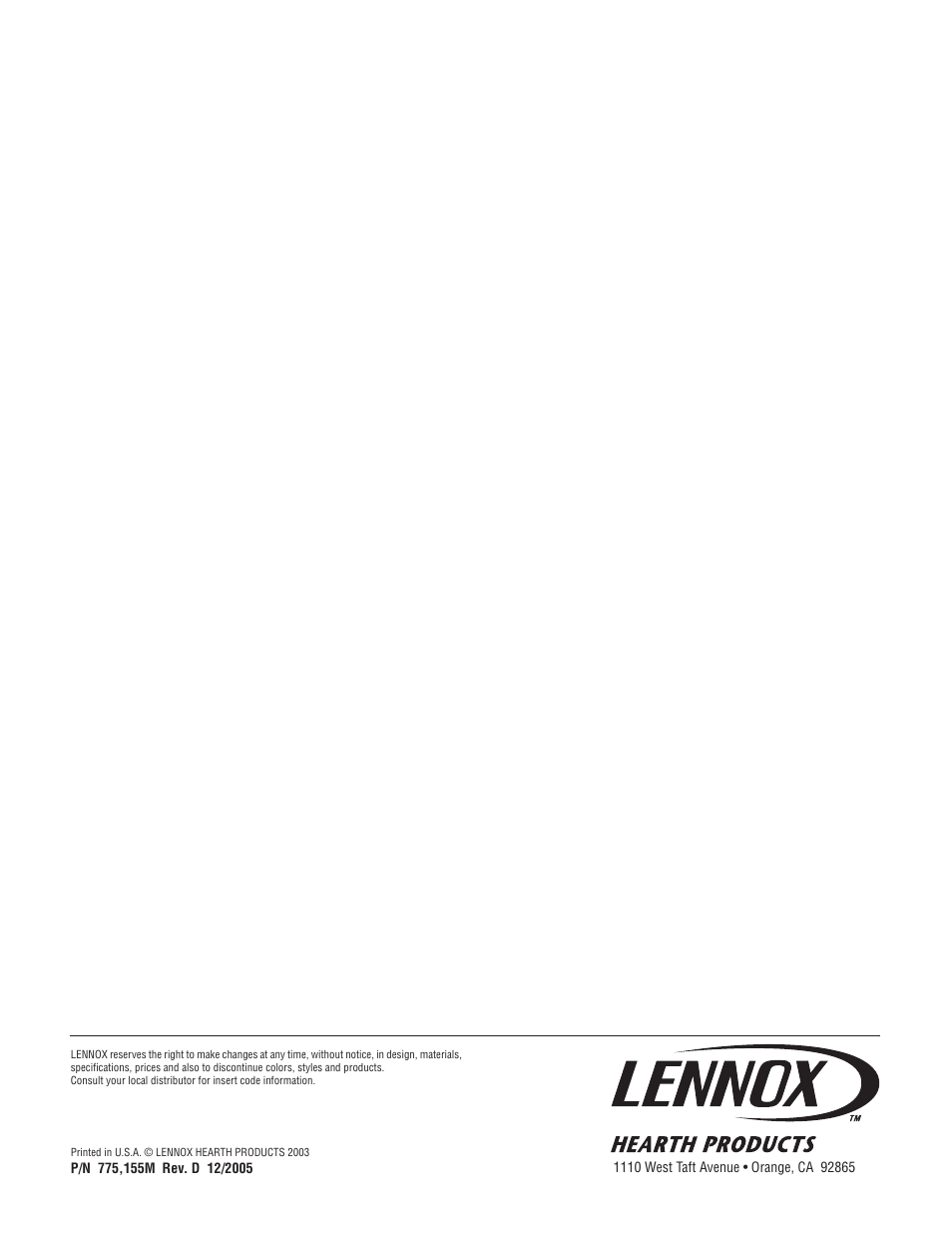 Lennox Hearth EBVI30 User Manual | Page 20 / 20