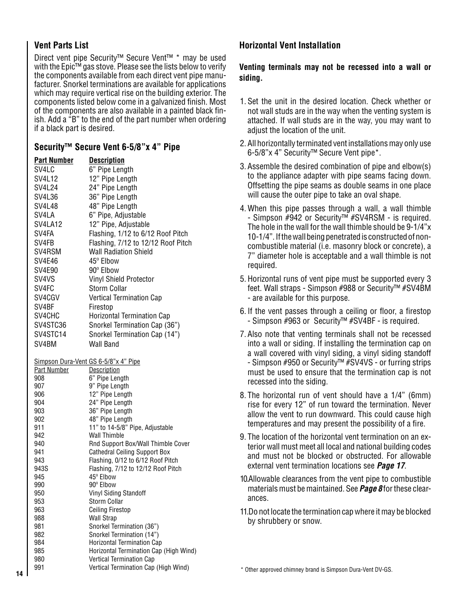 Lennox Hearth EPIC40 User Manual | Page 14 / 36