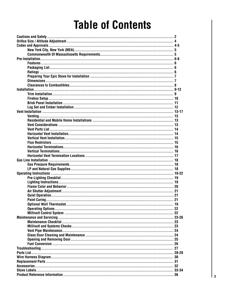 Lennox Hearth EPIC40 User Manual | Page 3 / 36