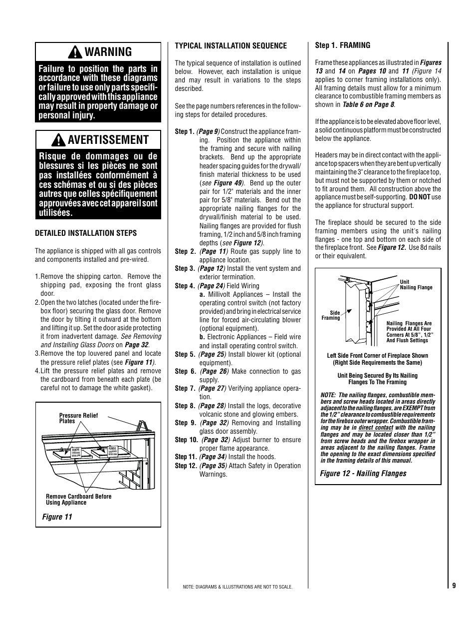 Warning, Avertissement | Lennox Hearth ELITE ELDV-40NM User Manual | Page 9 / 40