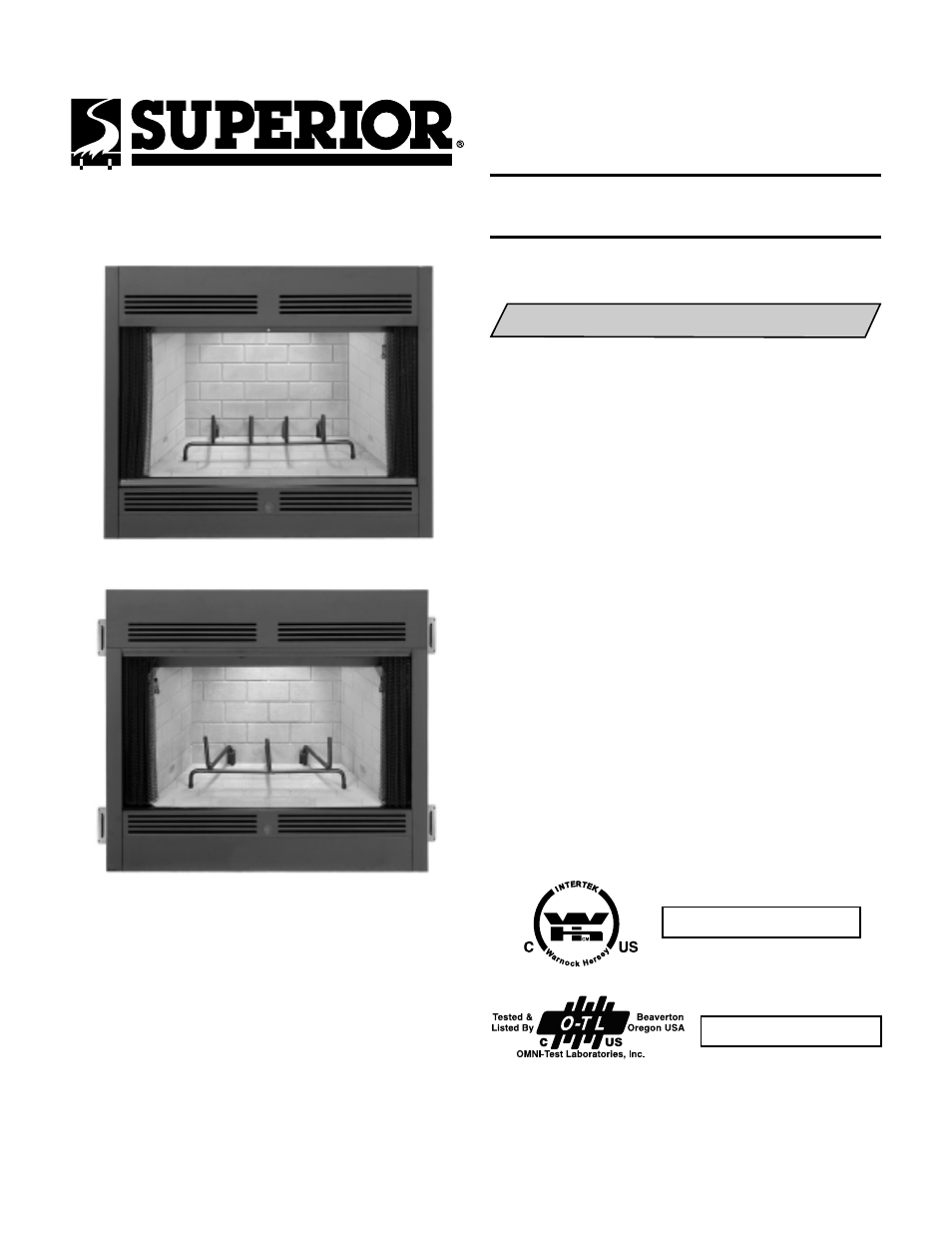 Lennox Hearth 36" and 42" Wood Burning Fireplaces BC-36/42 User Manual | 8 pages