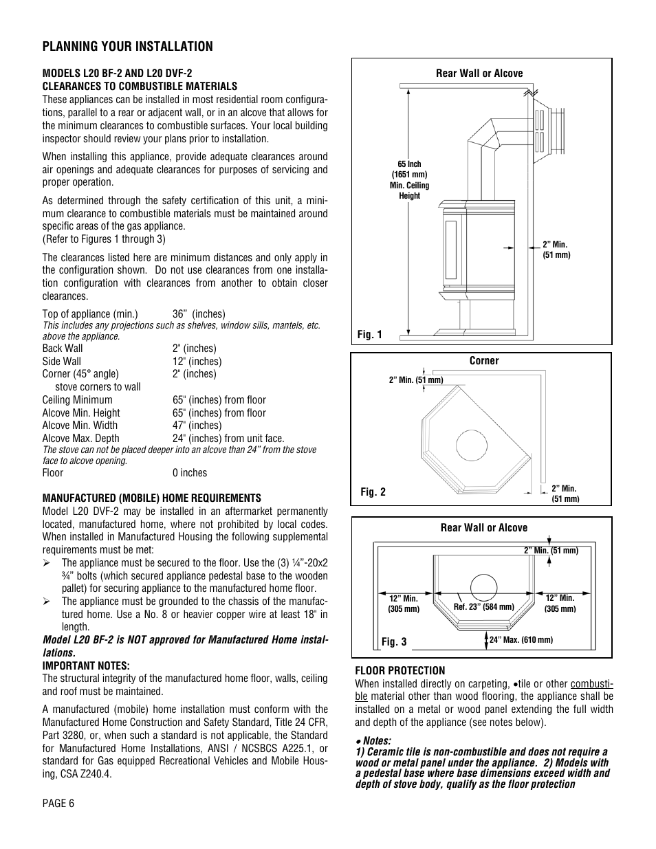 Planning your installation | Lennox Hearth L20 BF-2 User Manual | Page 6 / 32