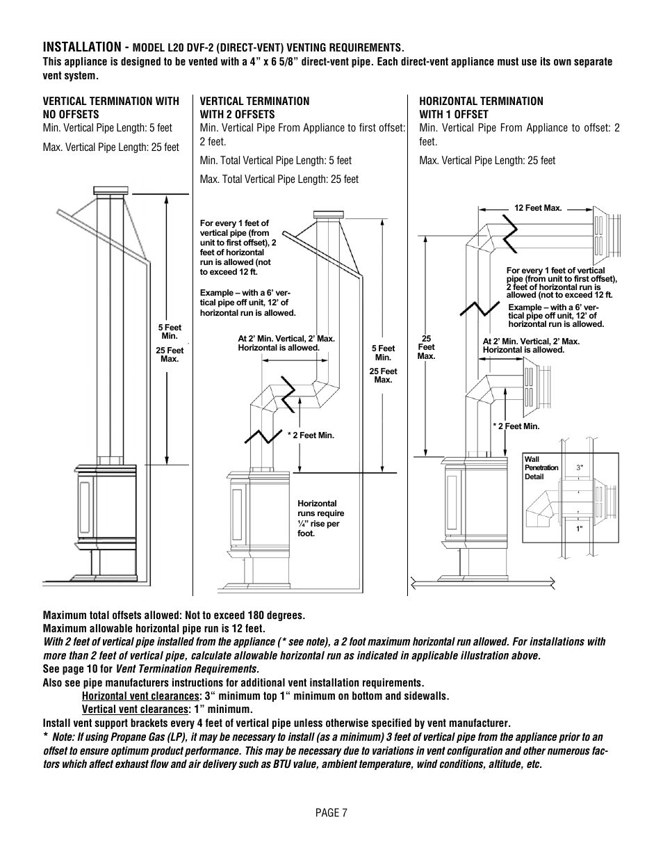 Installation | Lennox Hearth L20 BF-2 User Manual | Page 7 / 32