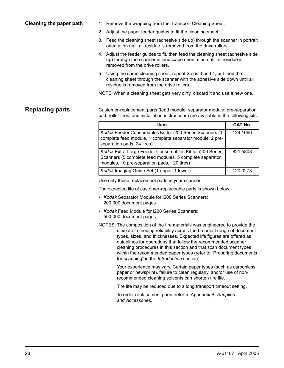 Cleaning the paper path, Replacing parts | Lennox Hearth I200 User Manual | Page 32 / 70