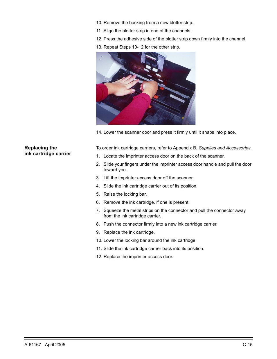 Replacing the ink cartridge carrier | Lennox Hearth I200 User Manual | Page 57 / 70