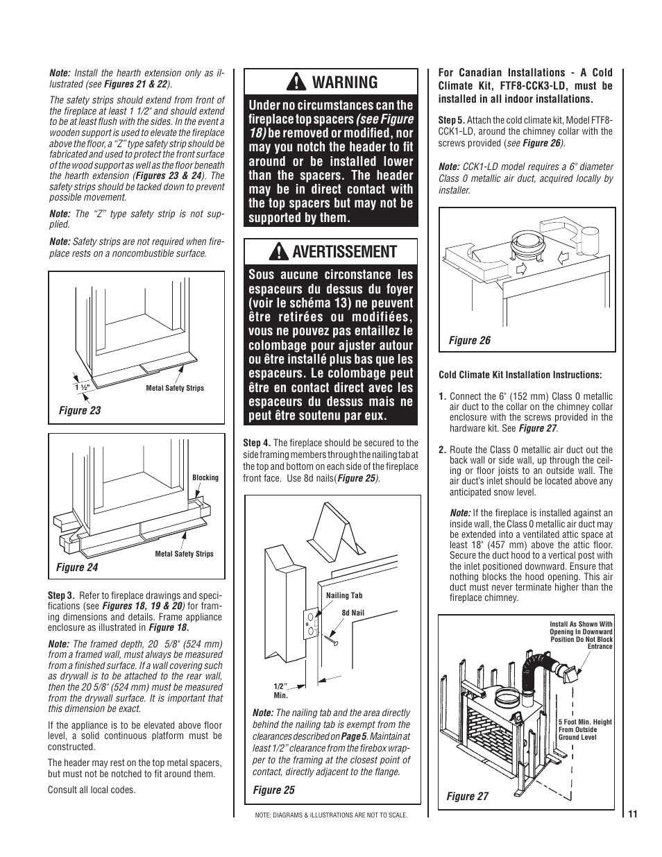 Warning, Avertissement | Lennox Hearth MERIT PLUS MP-36OD User Manual | Page 11 / 24