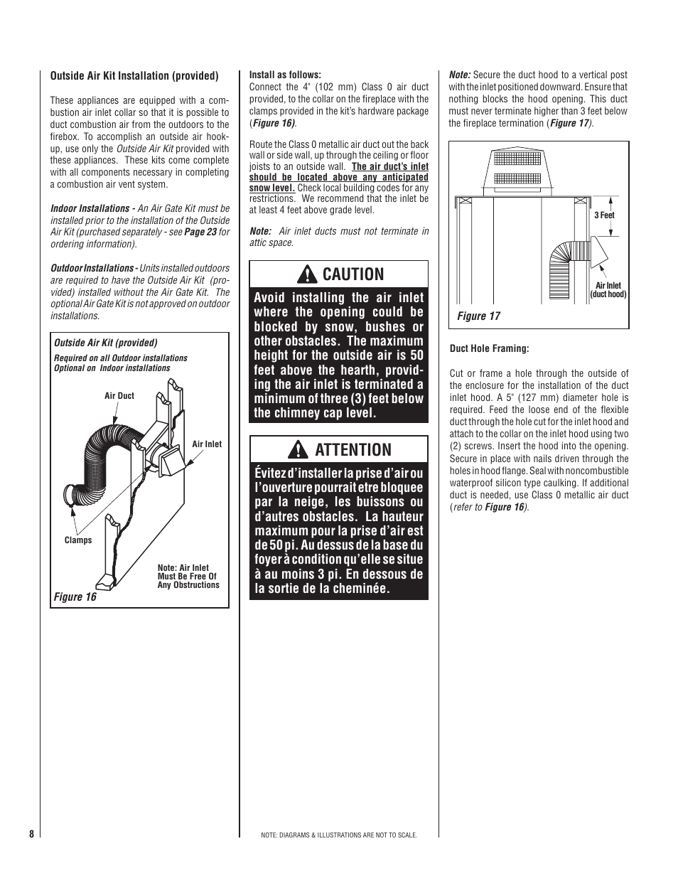 Caution, Attention | Lennox Hearth MERIT PLUS MP-36OD User Manual | Page 8 / 24