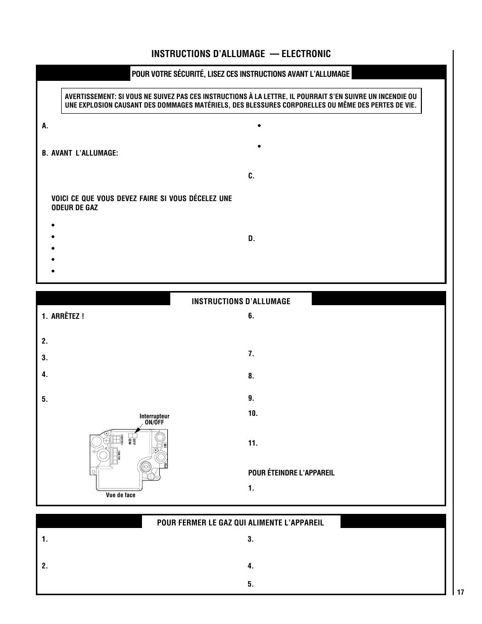 Instructions d’allumage — electronic | Lennox Hearth ELITE EBSTPM-2 User Manual | Page 17 / 24