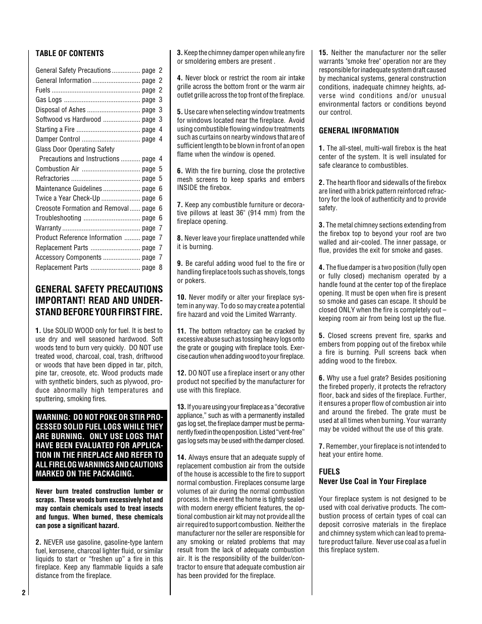 Lennox Hearth COL-3629 User Manual | Page 2 / 8