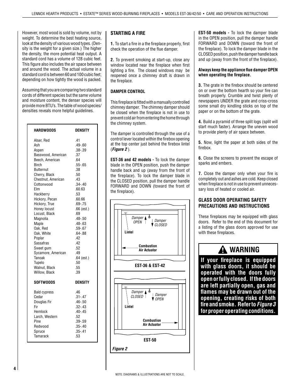 Warning | Lennox Hearth EST-50 User Manual | Page 4 / 10