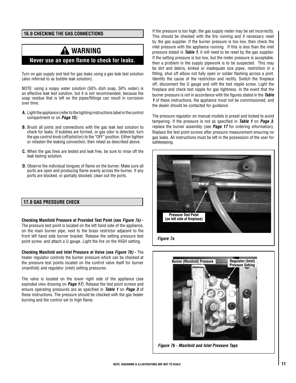 Warning, Never use an open flame to check for leaks | Lennox Hearth X-Fires WS User Manual | Page 11 / 20