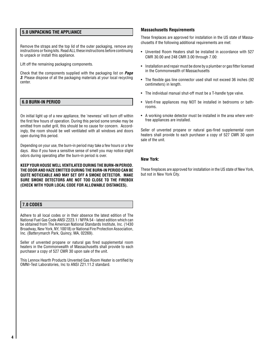 Lennox Hearth X-Fires WS User Manual | Page 4 / 20