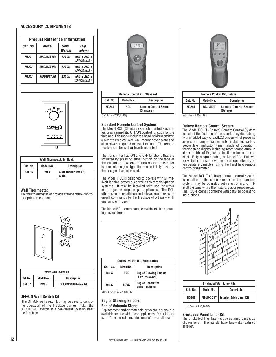 Product reference information, Accessory components | Lennox Hearth MPD35ST-NM User Manual | Page 12 / 20