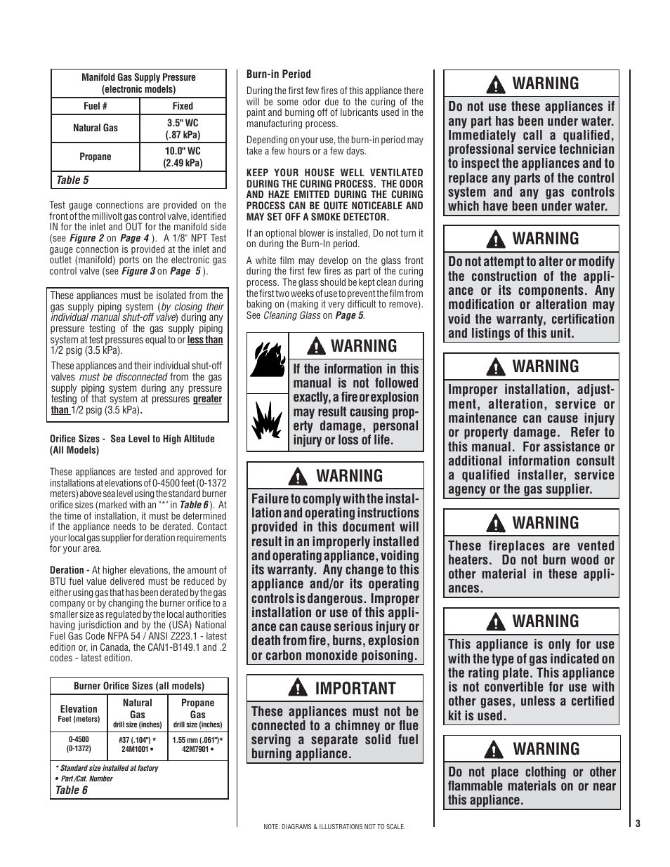 Warning, Important | Lennox Hearth MPD35ST-NM User Manual | Page 3 / 20