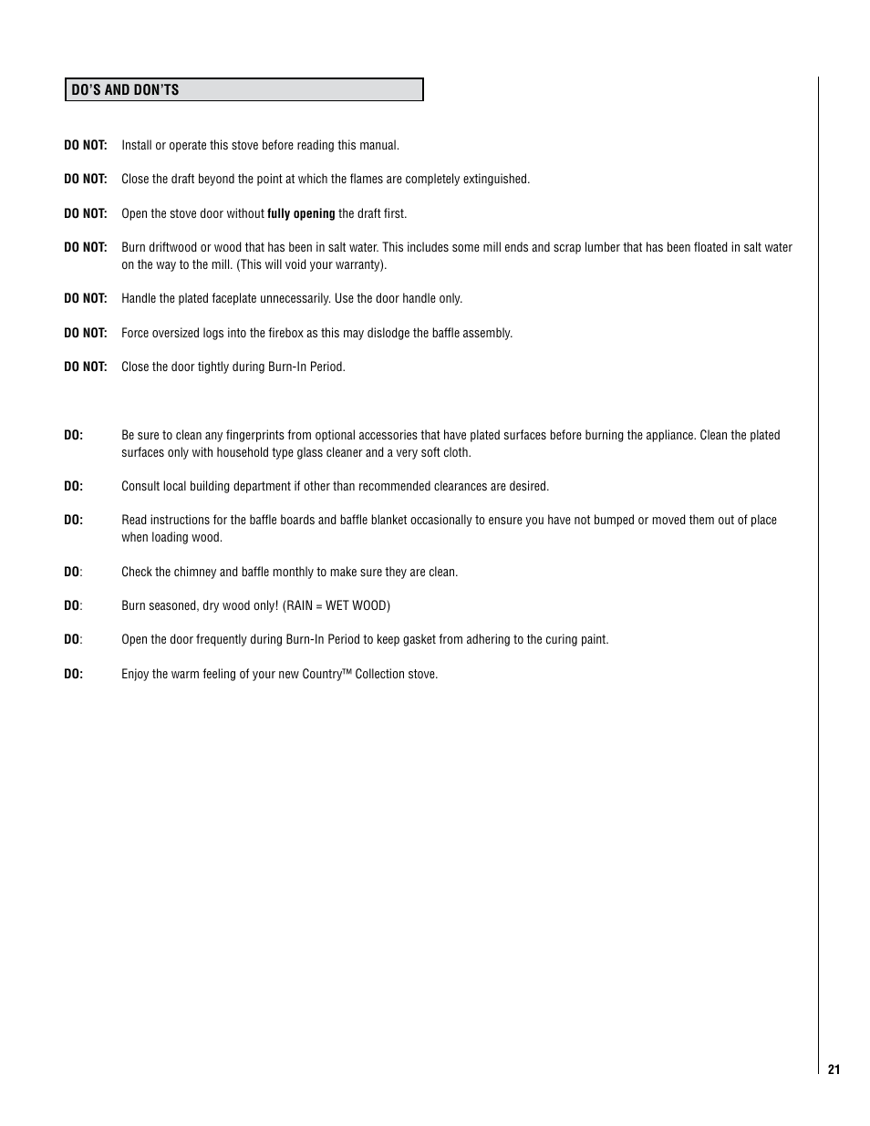 Lennox Hearth LEGACY S260 T-TOP User Manual | Page 21 / 34