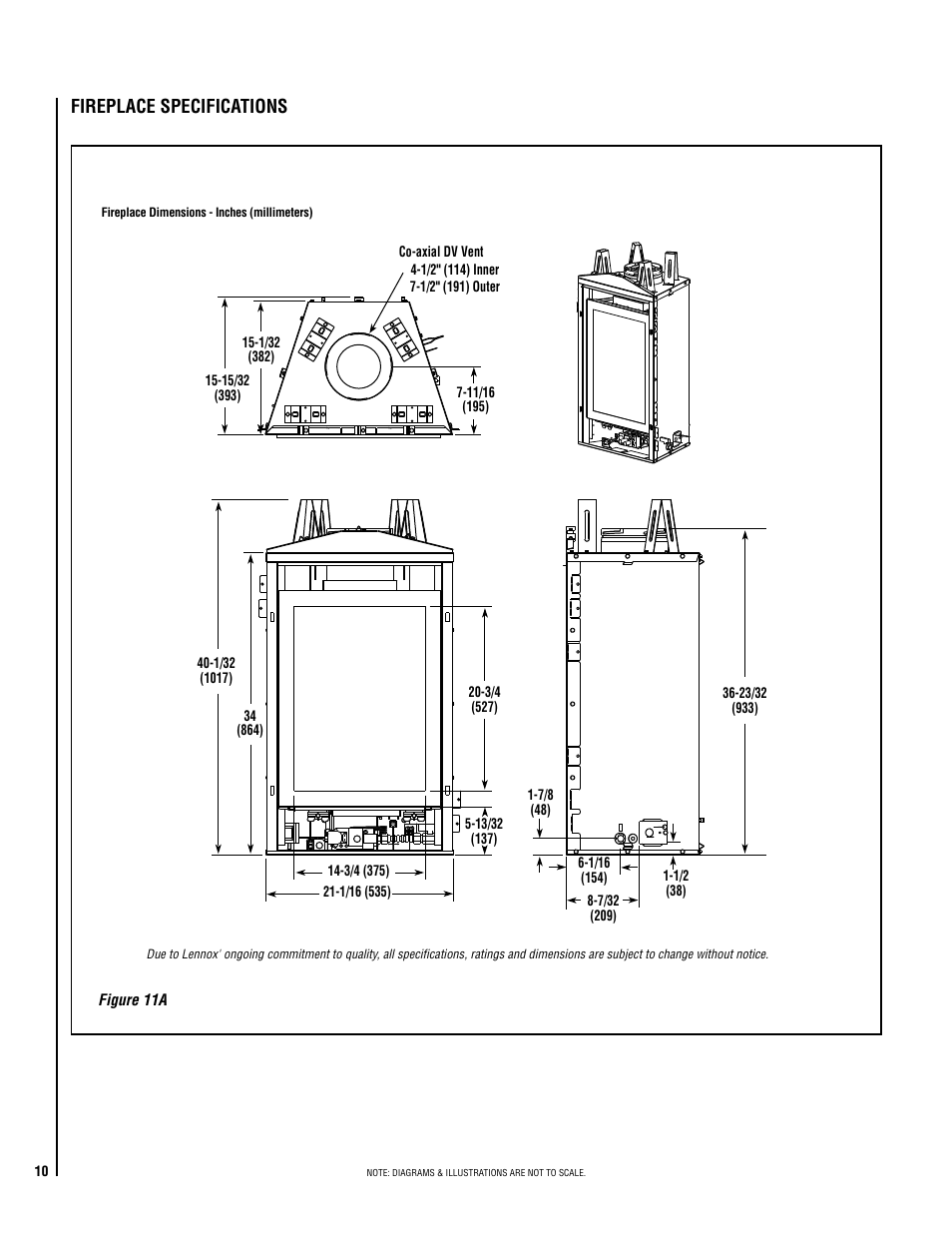 Fireplace specifications | Lennox Hearth ADAGIO-MP User Manual | Page 10 / 32