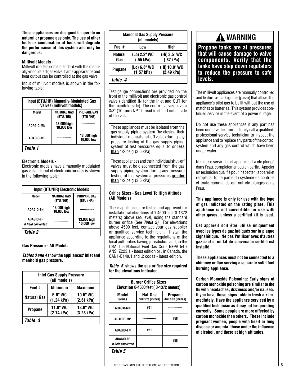 Warning | Lennox Hearth ADAGIO-MP User Manual | Page 3 / 32