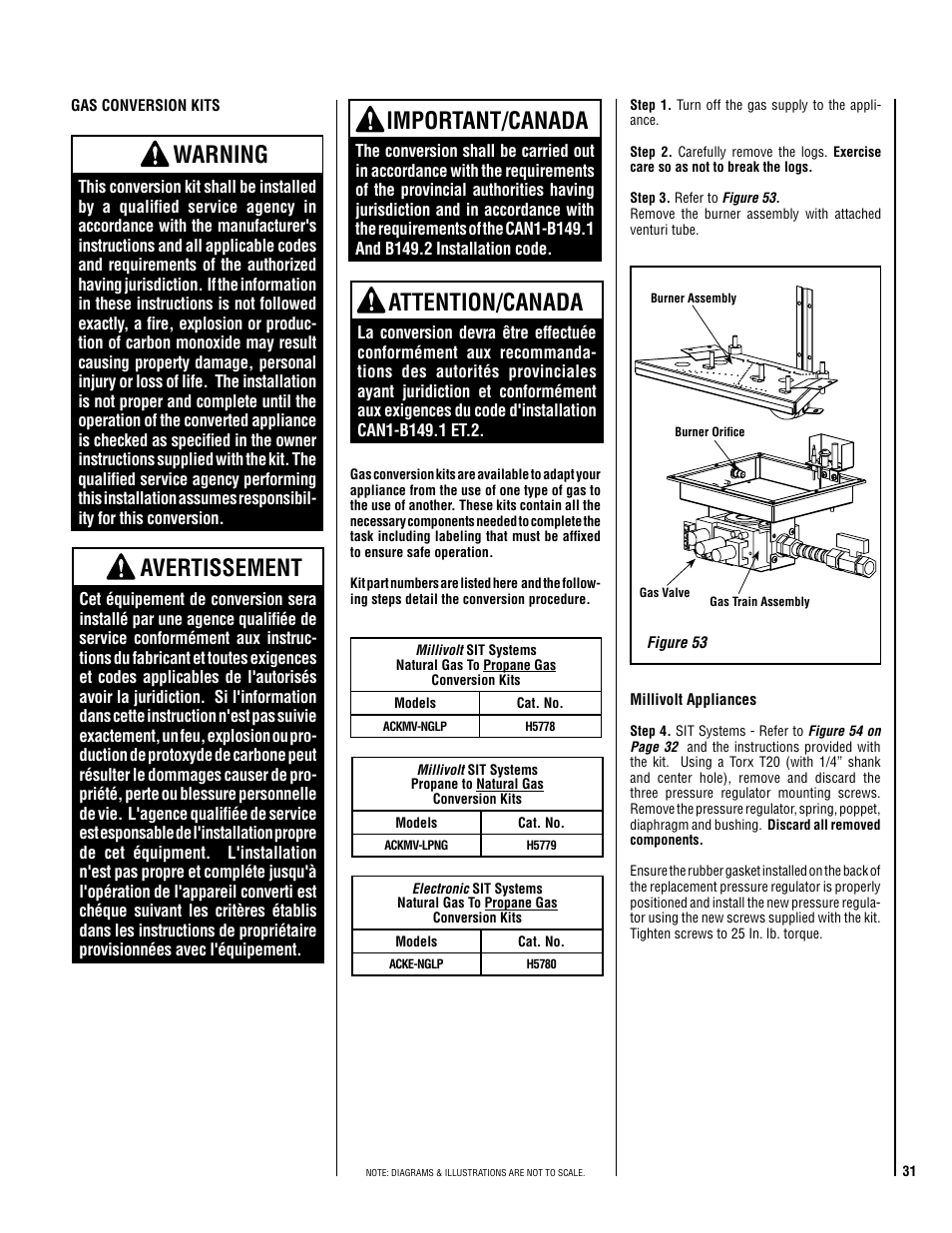 Warning, Avertissement, Important/canada | Attention/canada | Lennox Hearth ADAGIO-MP User Manual | Page 31 / 32