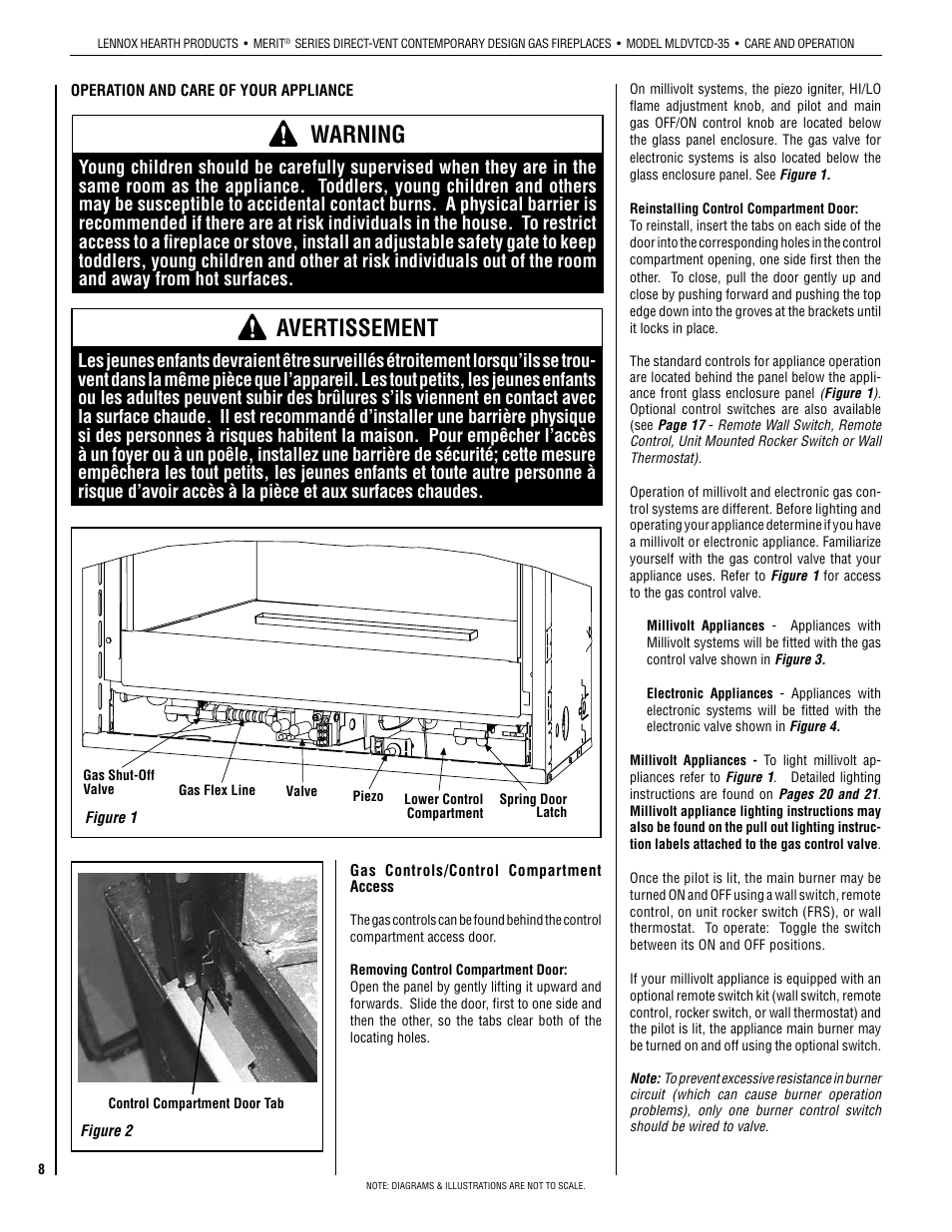 Warning, Avertissement | Lennox Hearth MLDVTCD-35NE User Manual | Page 8 / 30