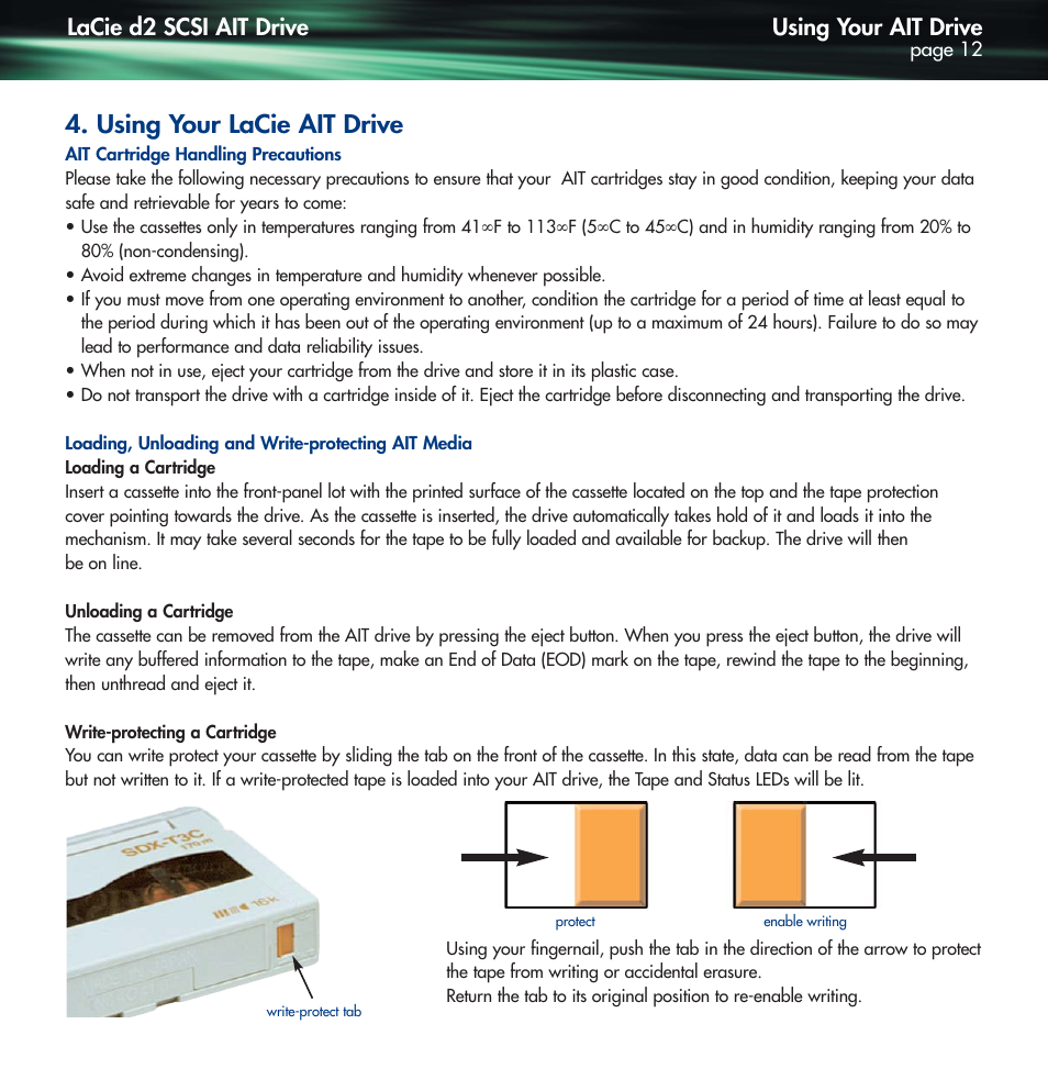 Using your lacie ait drive, Using your ait drive, Lacie d2 scsi ait drive | Lennox Hearth D2 User Manual | Page 12 / 31