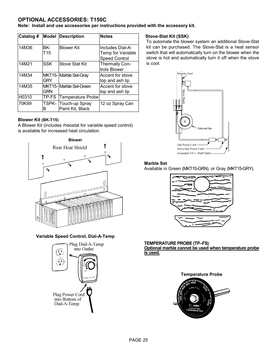 Blower kit (bk-t15) | Lennox Hearth TRADITIONS T150C User Manual | Page 25 / 29