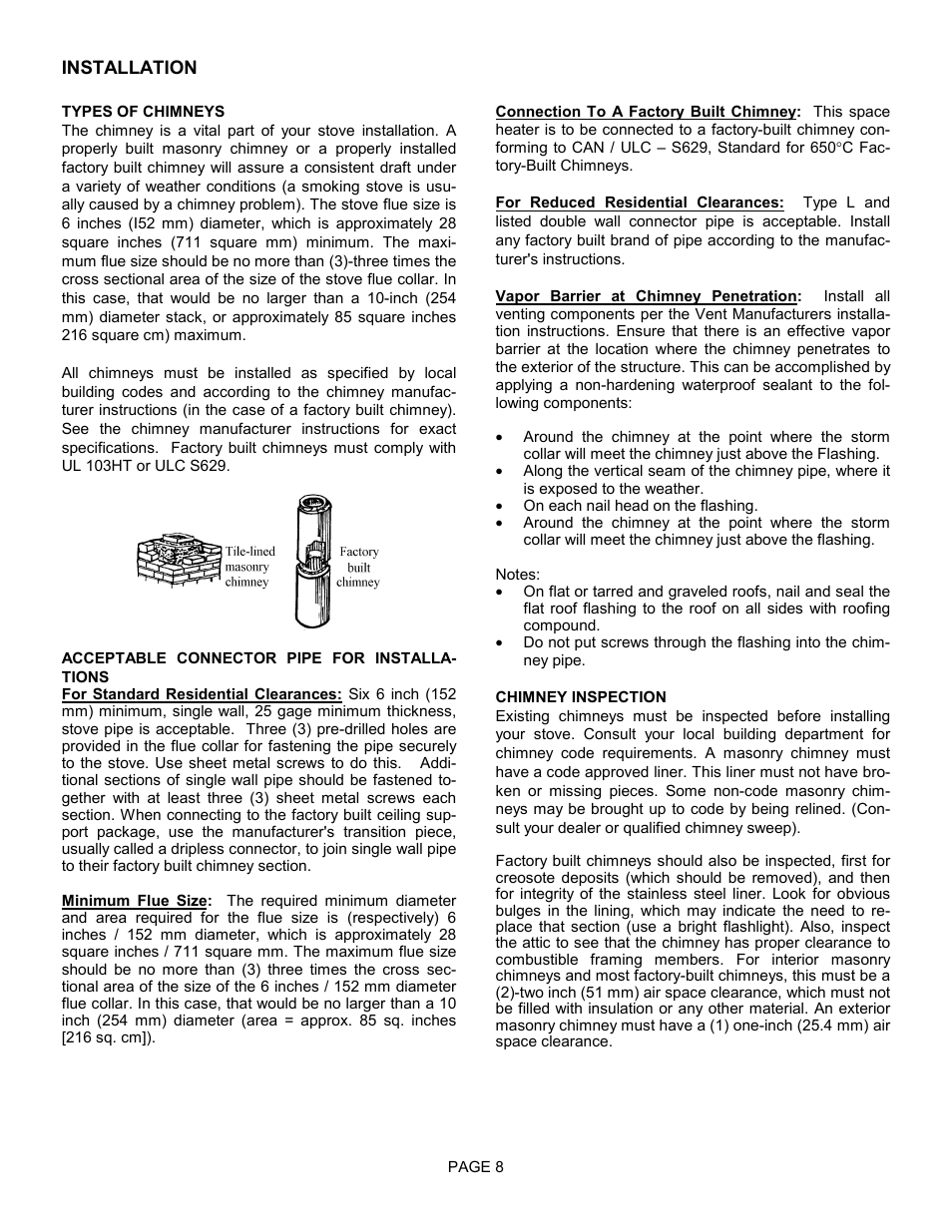 Lennox Hearth TRADITIONS T150C User Manual | Page 8 / 29