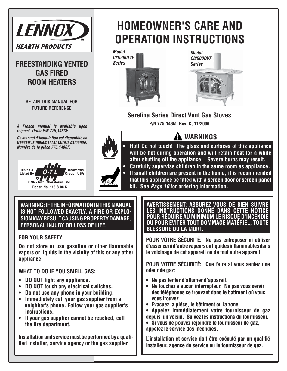 Lennox Hearth CI1500DVF User Manual | 20 pages