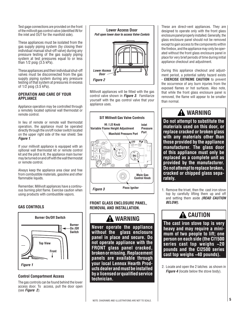 Warning, Caution | Lennox Hearth CI1500DVF User Manual | Page 5 / 20