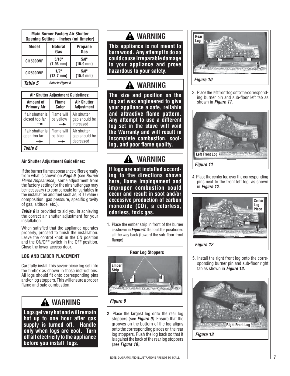 Warning | Lennox Hearth CI1500DVF User Manual | Page 7 / 20