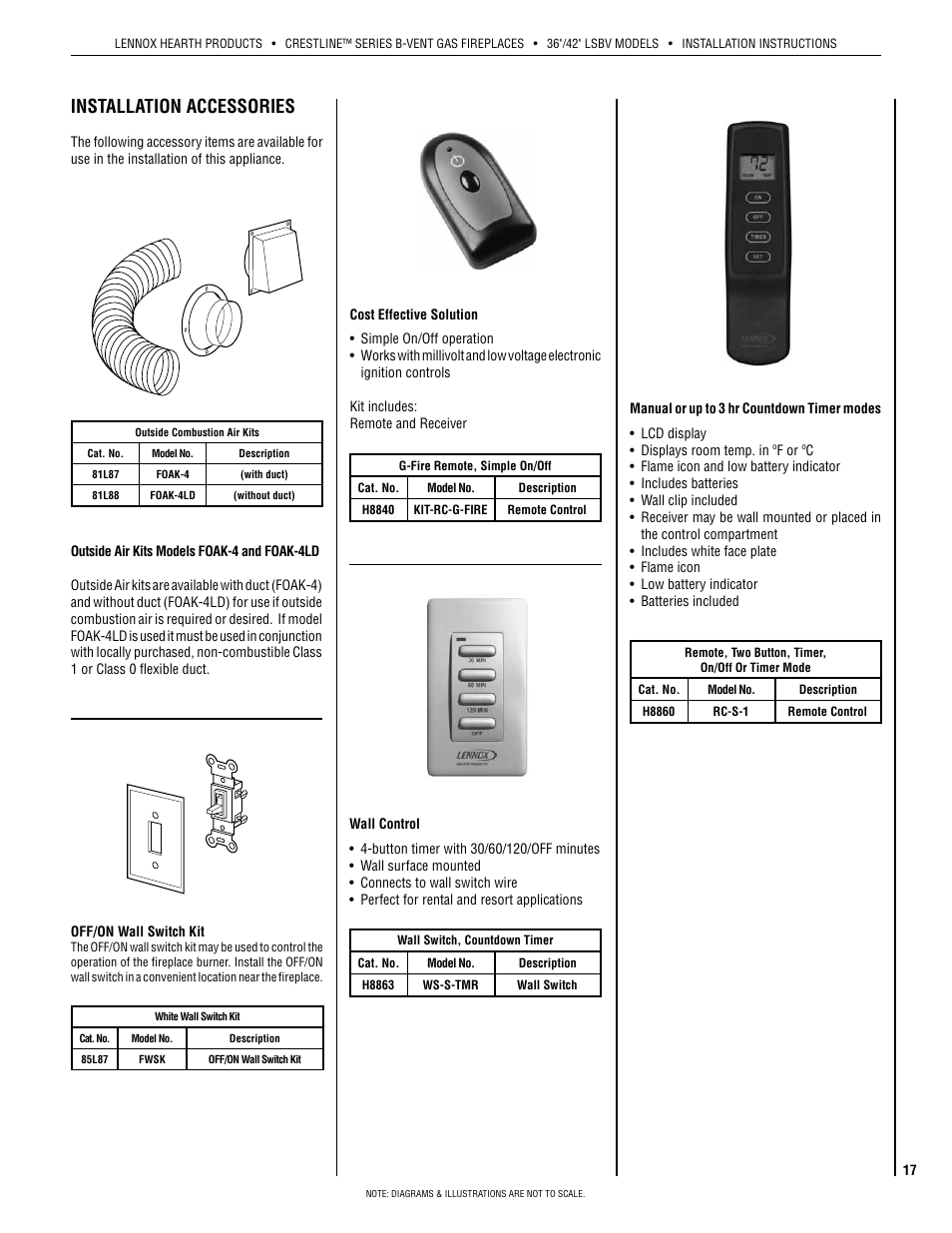 Installation accessories | Lennox Hearth Crestline LSBV-3628MN User Manual | Page 17 / 20